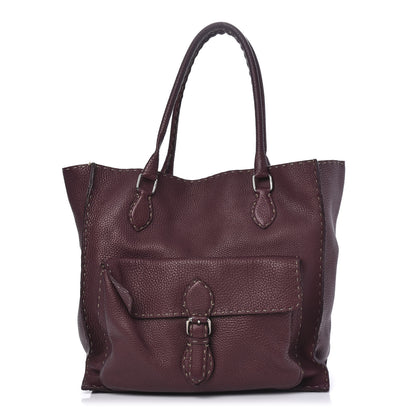 Fendi Calfskin Romano Selleria Pocket Tote Bordeaux 1 of 9