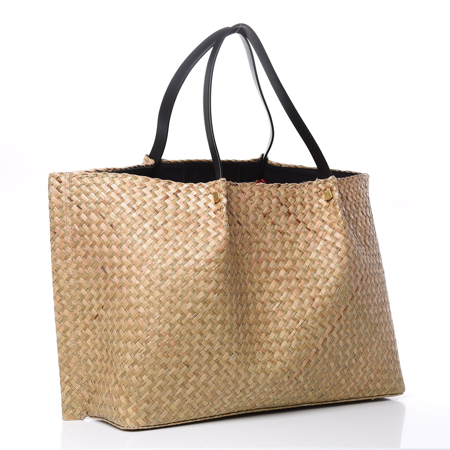 Valentino Garavani Raffia Large Vlogo Escape Shopper Natural Black Rouge 3 of 8