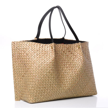 Valentino Garavani Raffia Large Vlogo Escape Shopper Natural Black Rouge 3 of 8