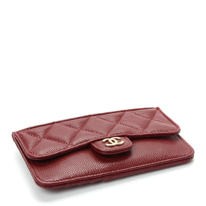 Chanel Caviar Quilted Flap Zip Card Holder Dark Red 4 of 8