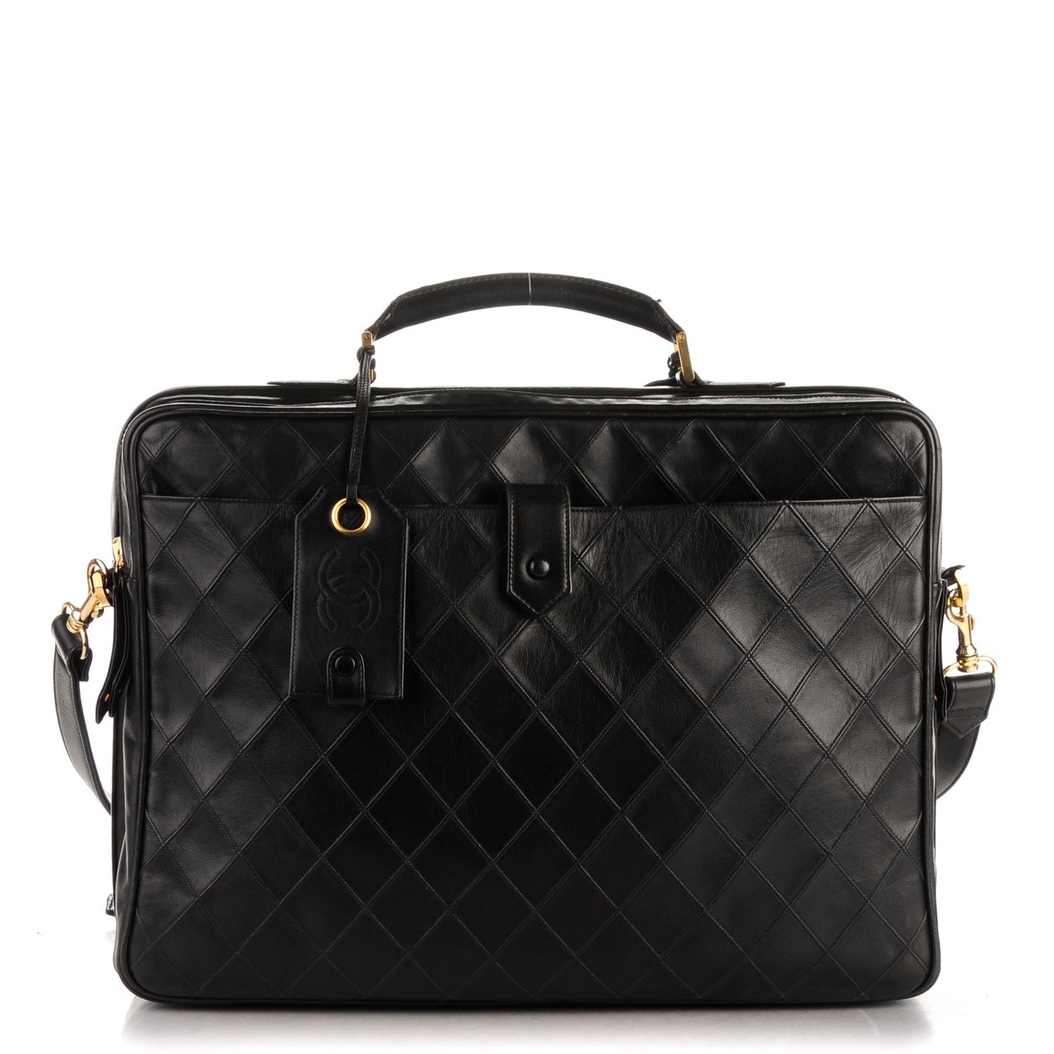 Chanel Lambskin Stitched Suitcase Travel Bag Black 1 of 12