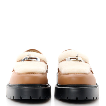Hermes Calfskin Shearling Icone Loafers 37 Naturel 2 of 10