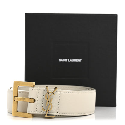 Saint Laurent Smooth Calfskin Monogram Square Buckle Belt 80 32 Crema Soft 8 of 8