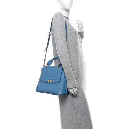MCM Grained Calfskin First Lady Satchel Blue 2 of 12
