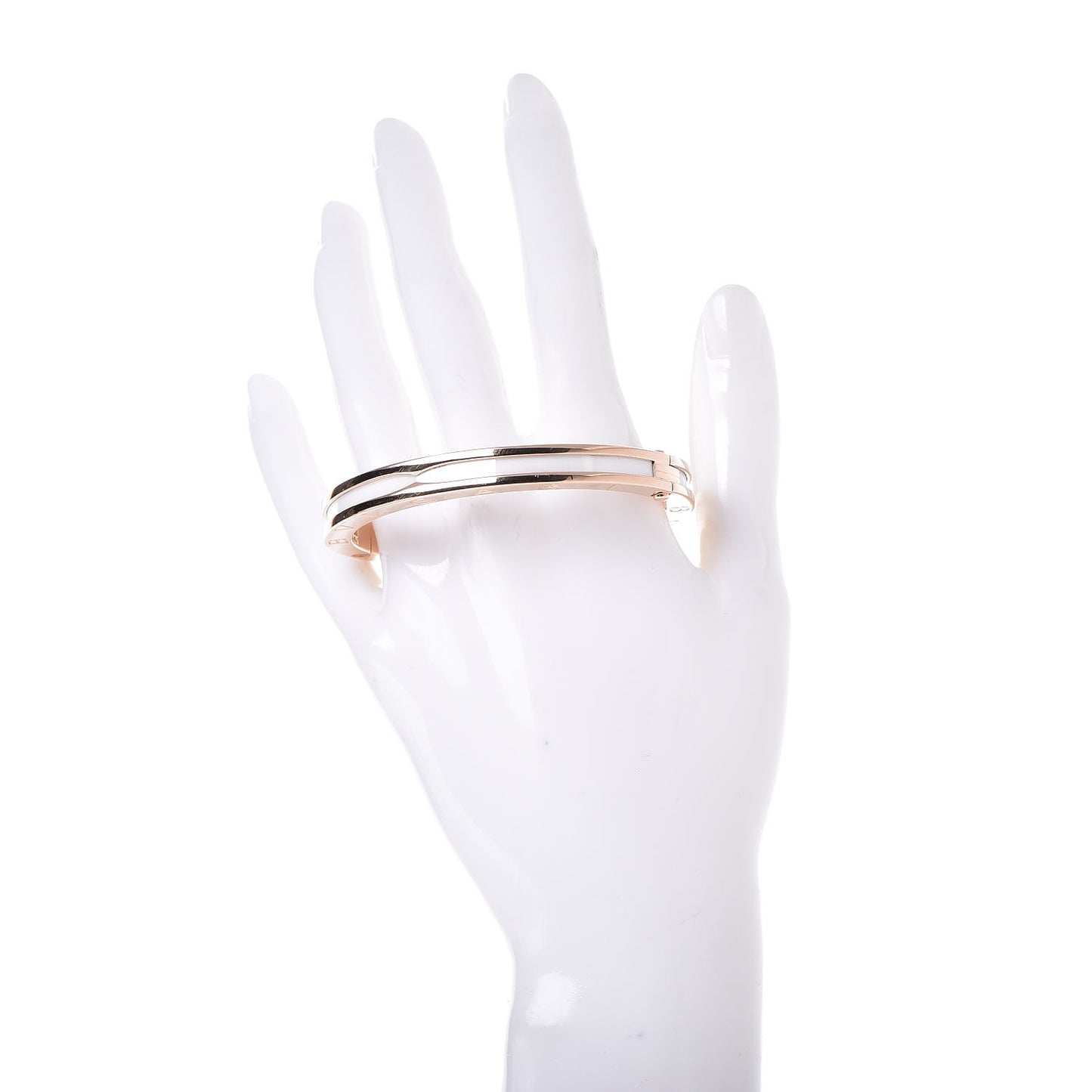 18K Rose Gold White Ceramic B.Zero1 Bangle Bracelet M