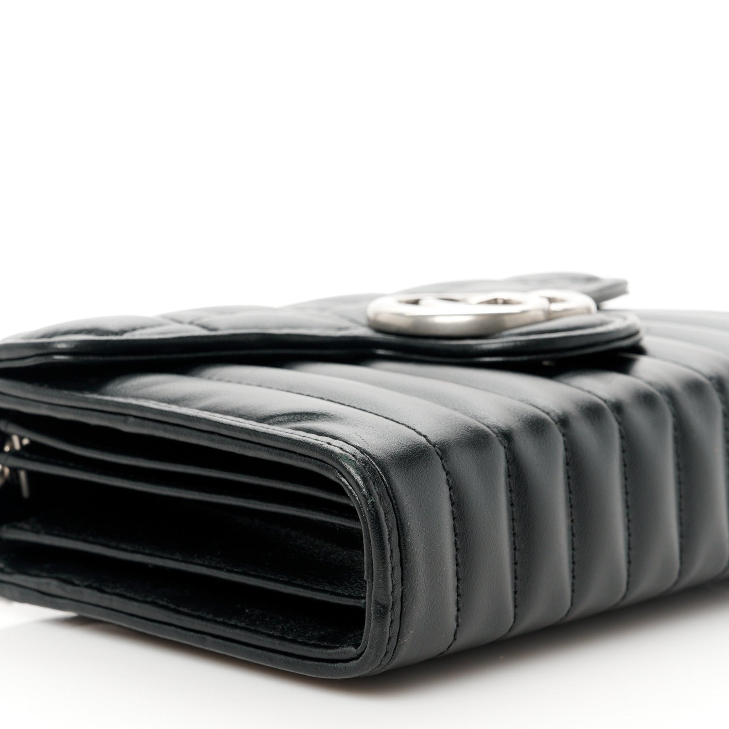 Gucci Calfskin Matelasse Aria GG Marmont Chain Wallet Black 9 of 10