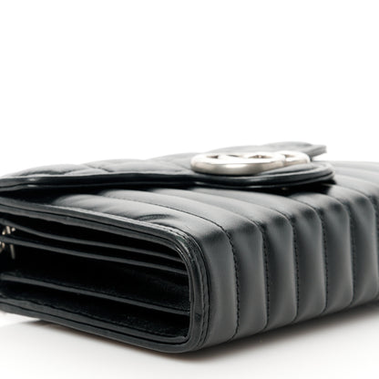 Gucci Calfskin Matelasse Aria GG Marmont Chain Wallet Black 9 of 10