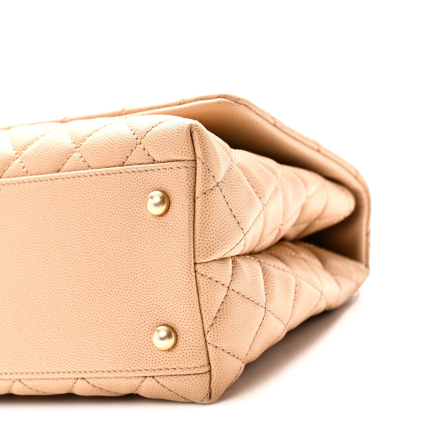 Caviar Lizard Quilted Small Coco Handle Flap Beige