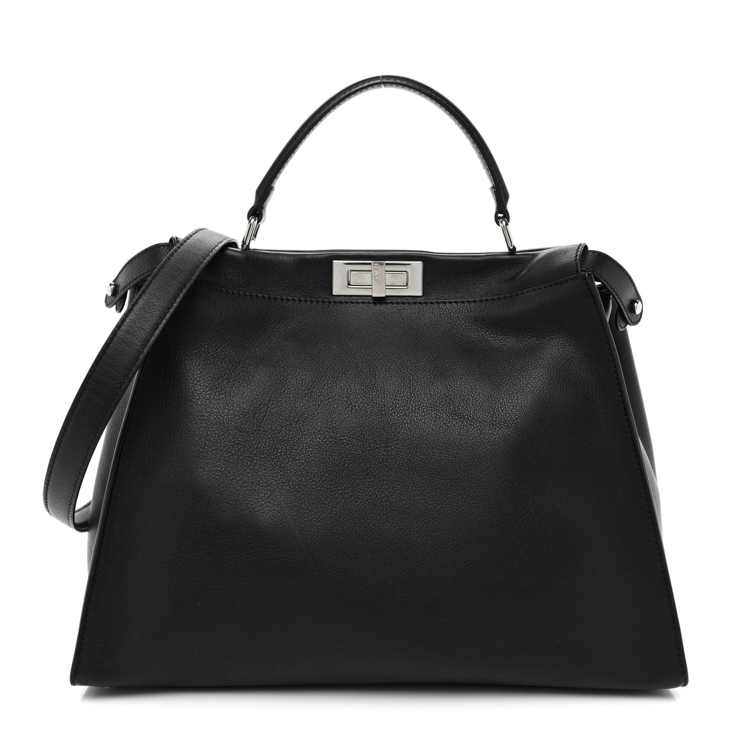 Vitello Dolce Marmol Patent Crocodile Trapuntata Large Peekaboo Iconic Satchel Black Fumo