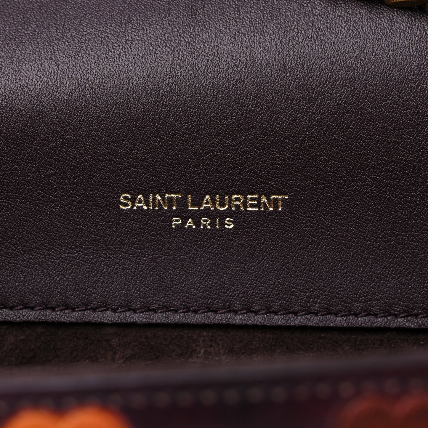 Lambskin Heart Embossed Small Monogram Kate Satchel Mahogany Multicolor