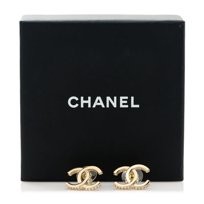 Chanel Metal Baguette Crystal CC Earrings Gold 5 of 5