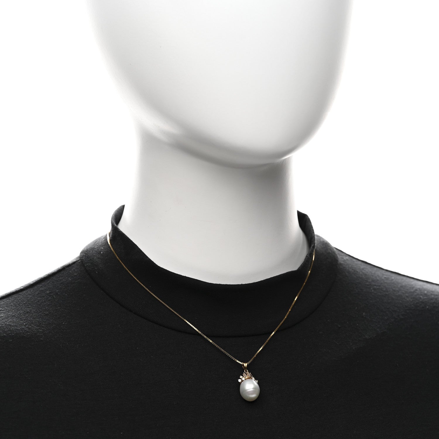 Parker & West by FASHIONPHILE 14K Yellow Rose Gold Diamond Cultured Pearl Pendant Necklace 2 of 4