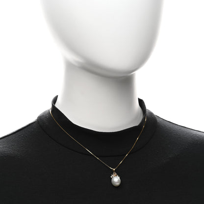 Parker & West by FASHIONPHILE 14K Yellow Rose Gold Diamond Cultured Pearl Pendant Necklace 2 of 4