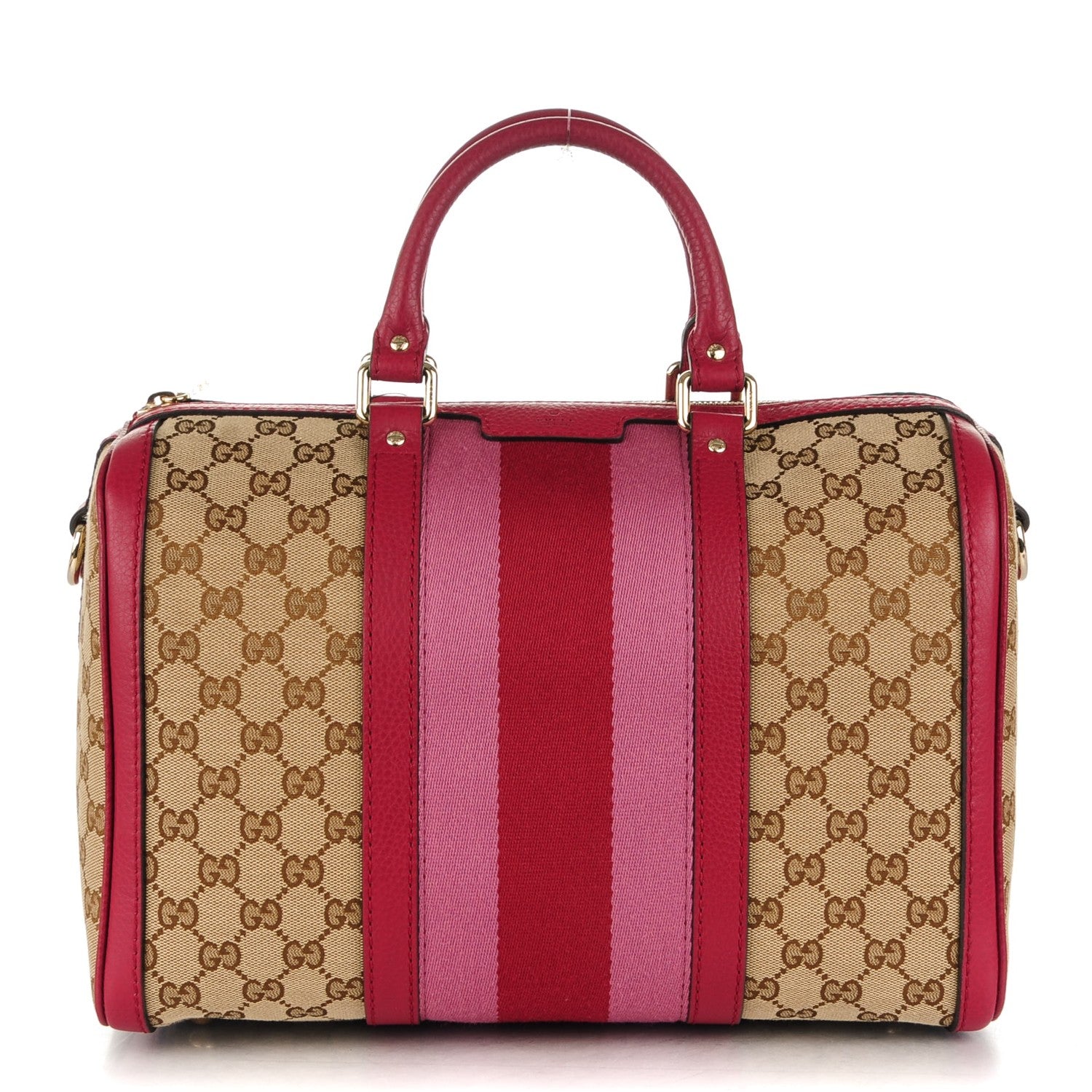 Gucci Monogram Cellarius Calfskin Vintage Web Medium Boston Beige Ebony Soft Burgundy Peonia Flower 1 of 7