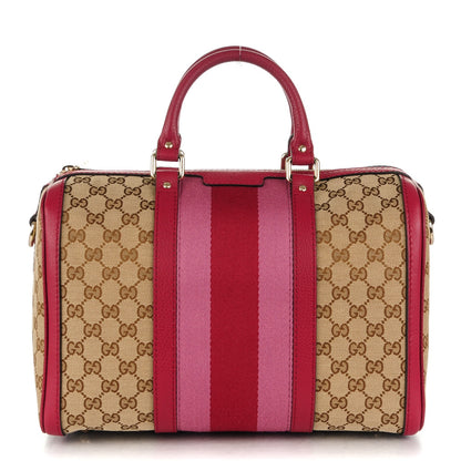 Gucci Monogram Cellarius Calfskin Vintage Web Medium Boston Beige Ebony Soft Burgundy Peonia Flower 1 of 7