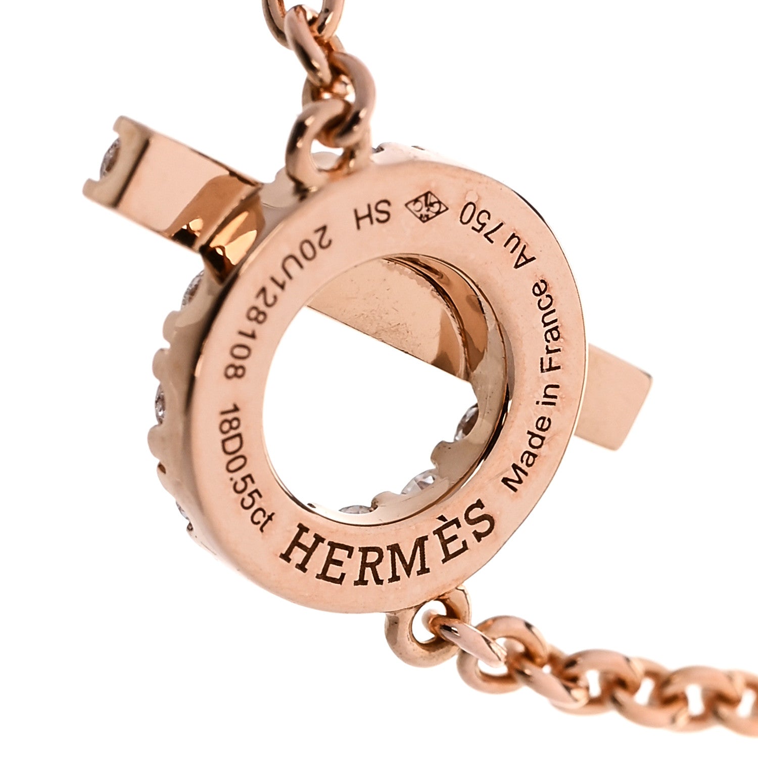 Hermes 18K Rose Gold Diamond Finesse Bracelet SH 3 of 4