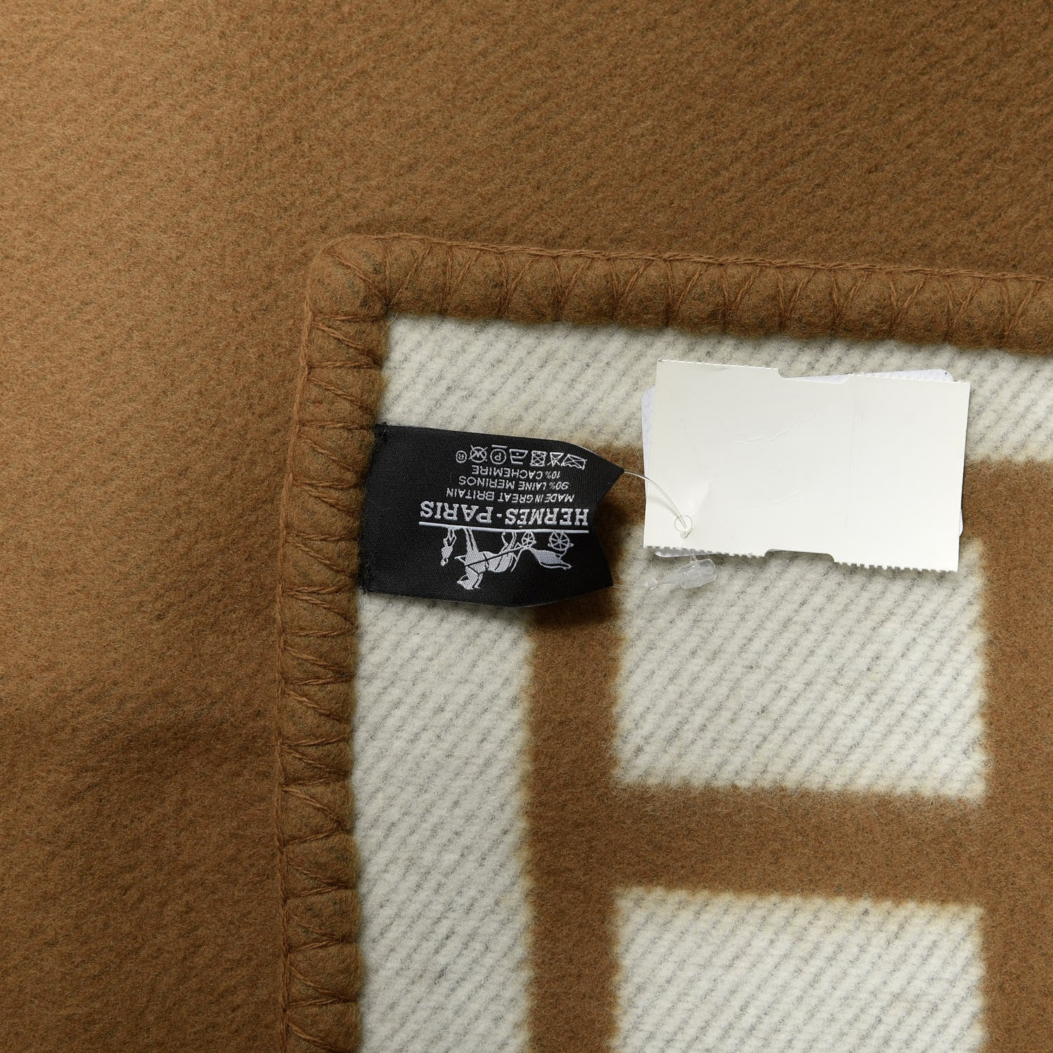 Hermes Wool Cashmere Avalon Blanket Ecru Camel 3 of 3
