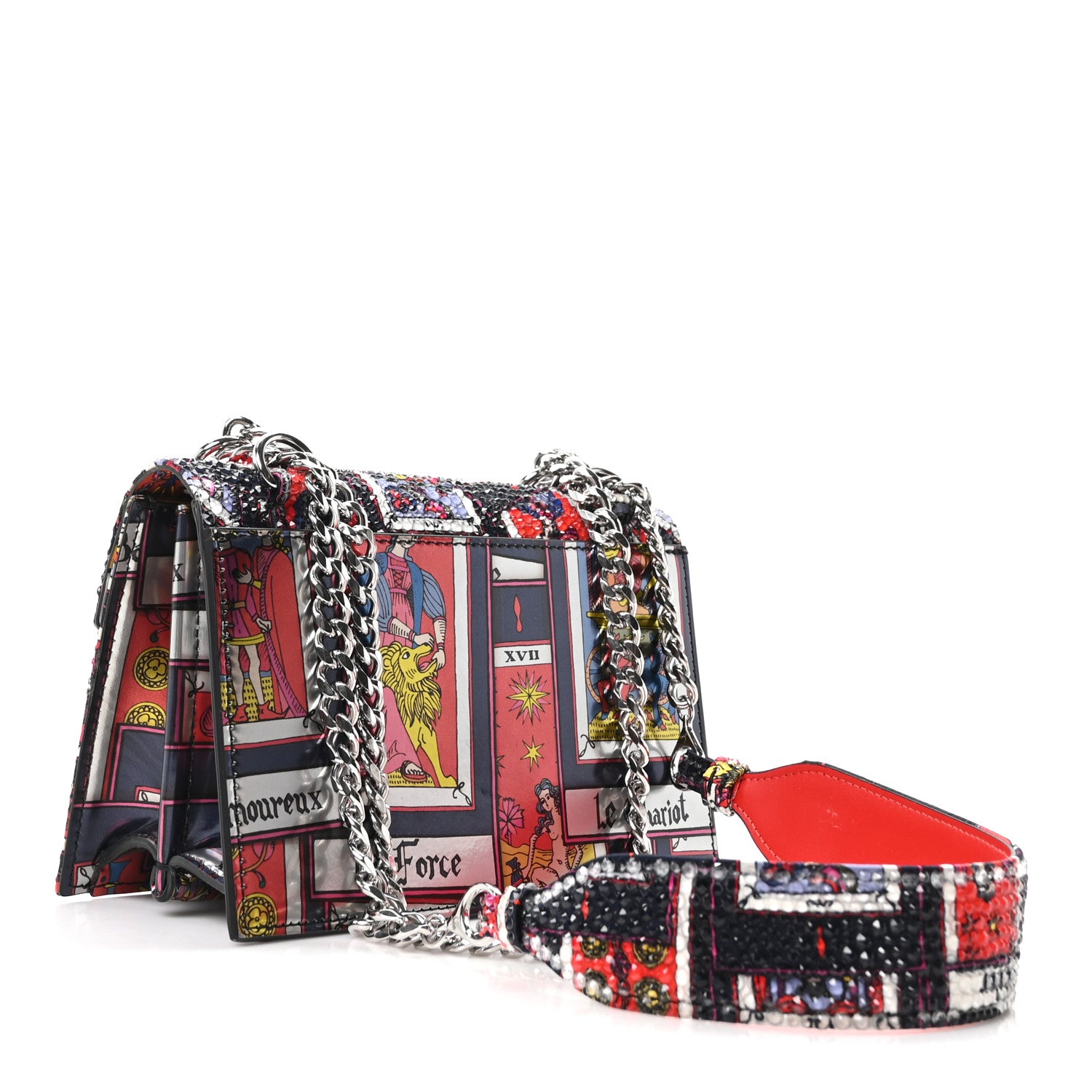 Christian Louboutin Crepe Satin Elisa Mini Tarot Shoulder Bag Multicolor Black 3 of 11