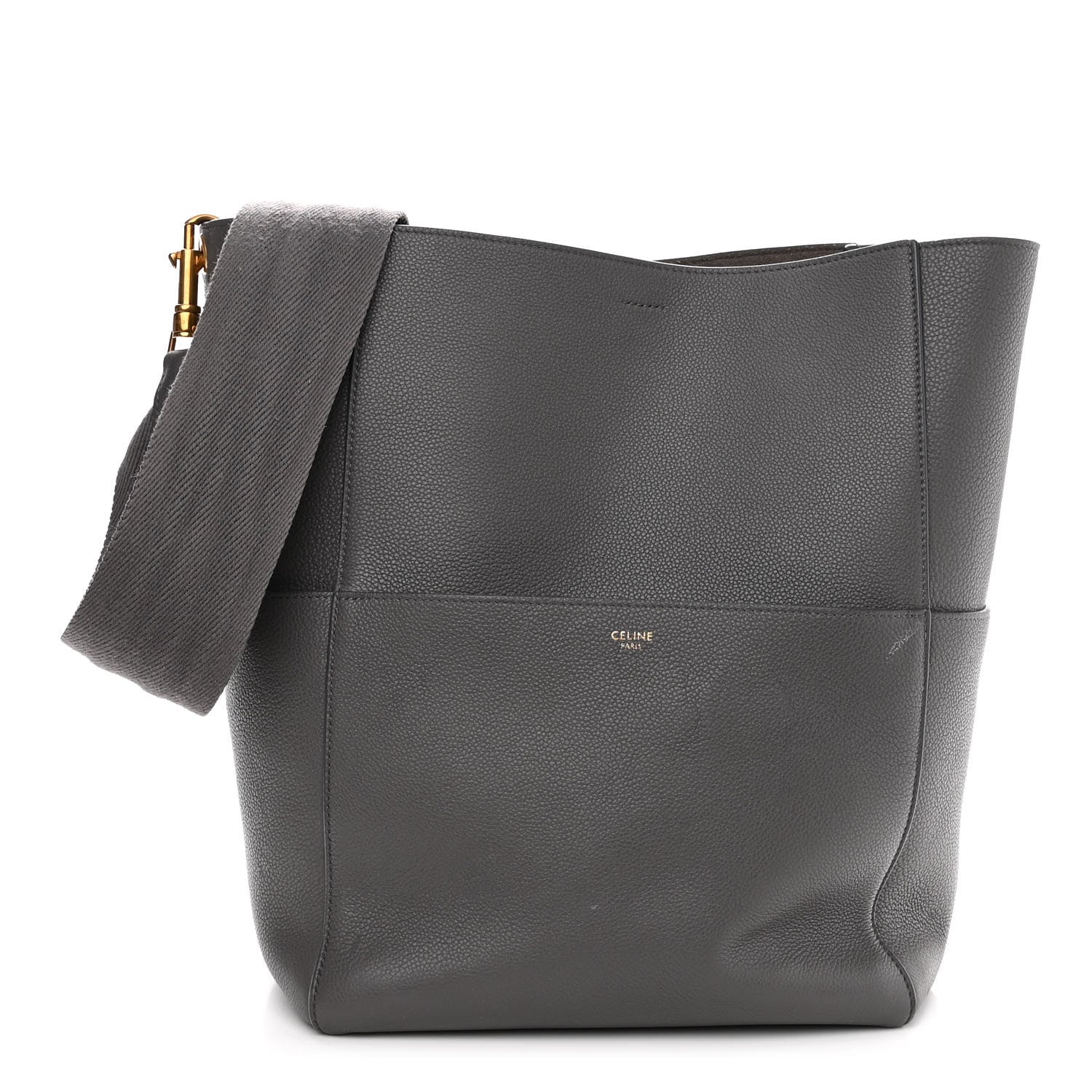 Celine Soft Grained Calfskin Sangle Bucket Bag Kohl 1 of 11