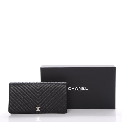 Chanel Caviar Chevron Quilted Yen Wallet Black 9 of 9