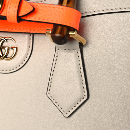 Gucci Wonka Grain Calfskin Small Diana Tote Bag Mystic White Orange Fluo 12 of 13