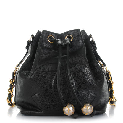 Chanel Caviar CC Drawstring Shoulder Bag Black 1 of 9