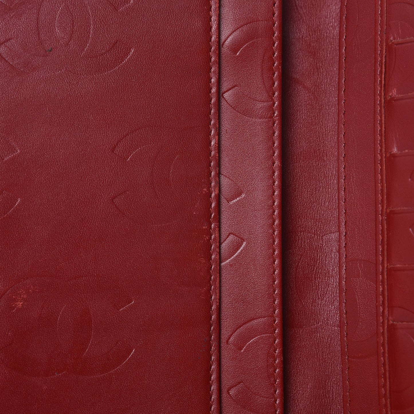 Calfskin Quilted Cambon Long Double Wallet Red
