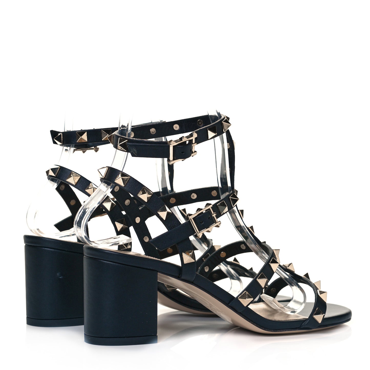 Calfskin Rockstud 60mm City Sandals 35.5 Black