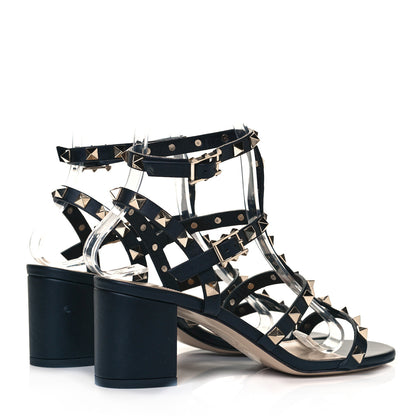 Valentino Garavani Calfskin Rockstud 60mm City Sandals 35.5 Black 4 of 9