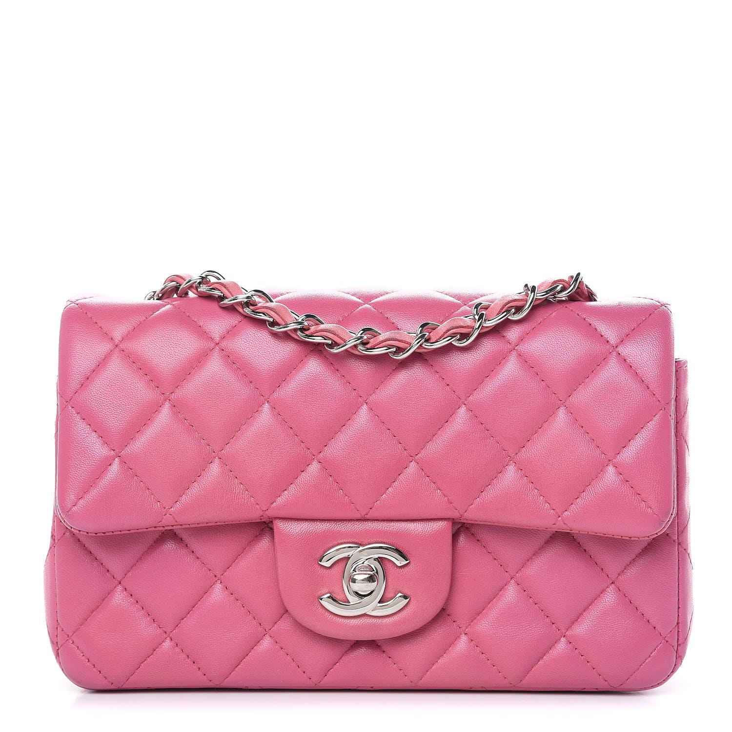 Chanel Lambskin Quilted Mini Rectangular Flap Dark Pink 1 of 16