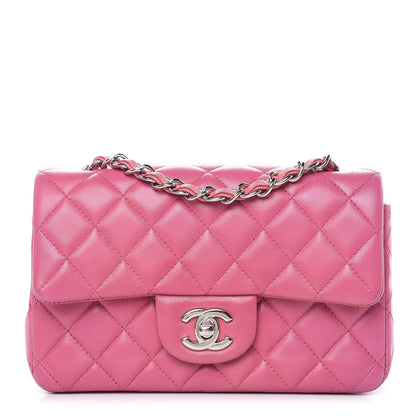 Chanel Lambskin Quilted Mini Rectangular Flap Dark Pink 1 of 16