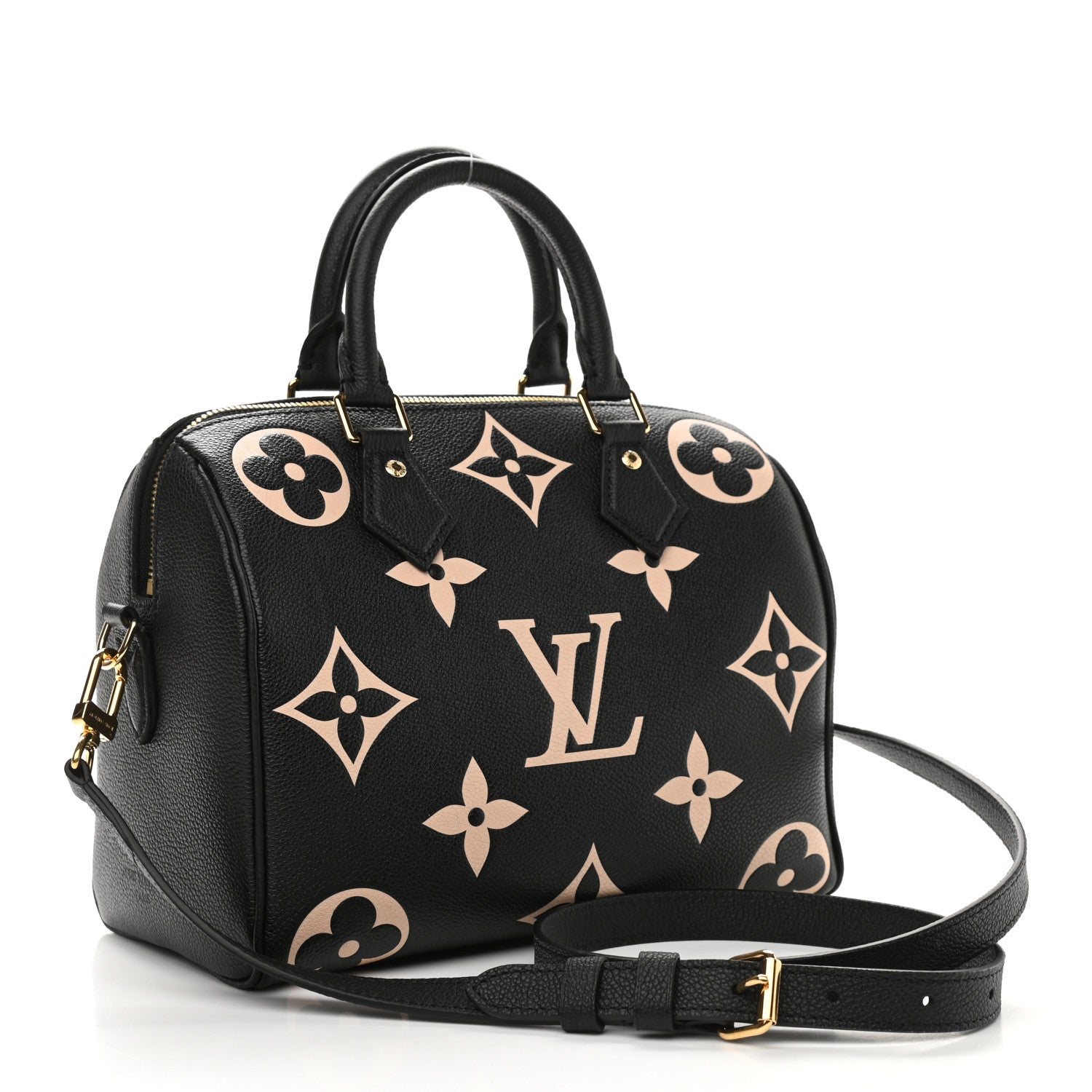 Louis Vuitton Empreinte Monogram Giant Speedy Bandouliere 25 Black Beige 3 of 10