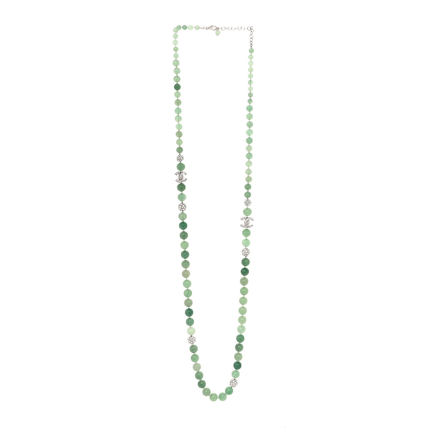 Crystal Jade CC Long Necklace Silver