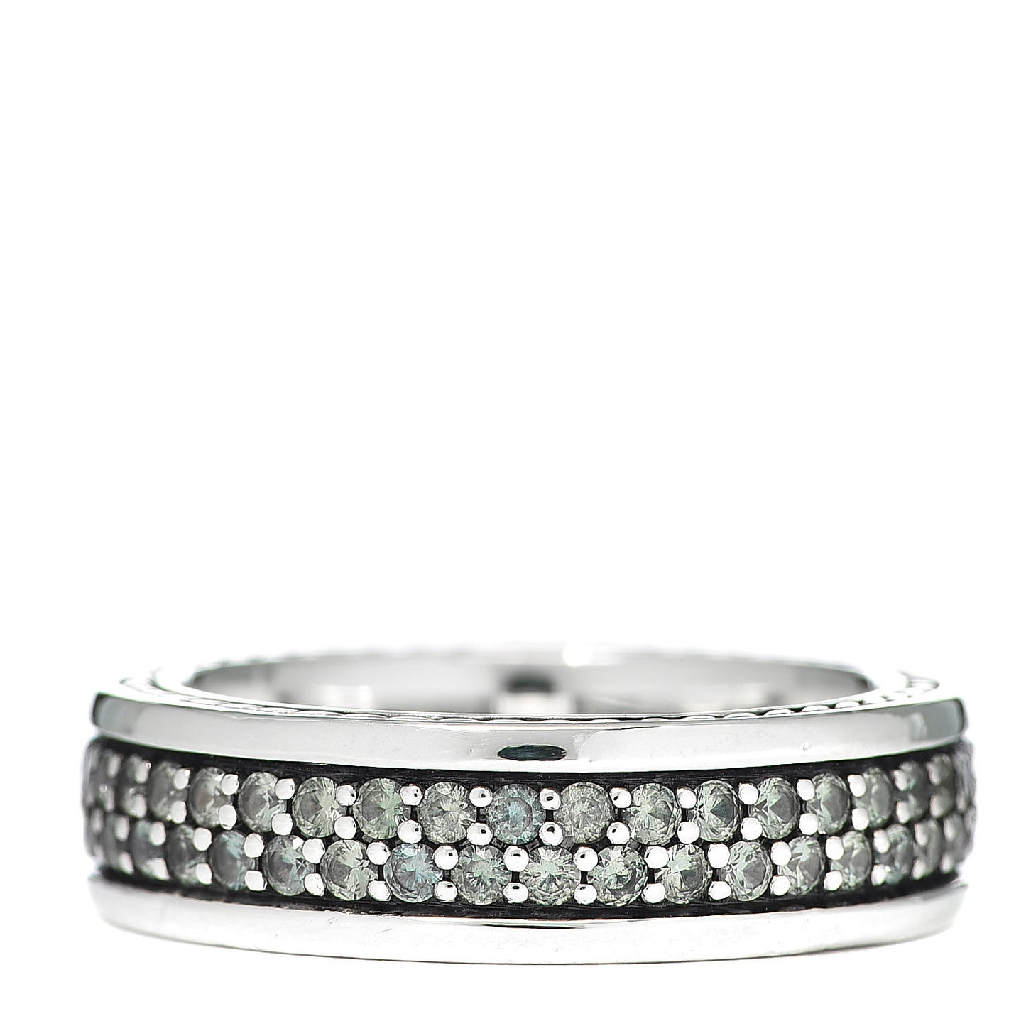 Sterling Silver Gray Sapphires Streamline Two-Row Band Ring 60 9