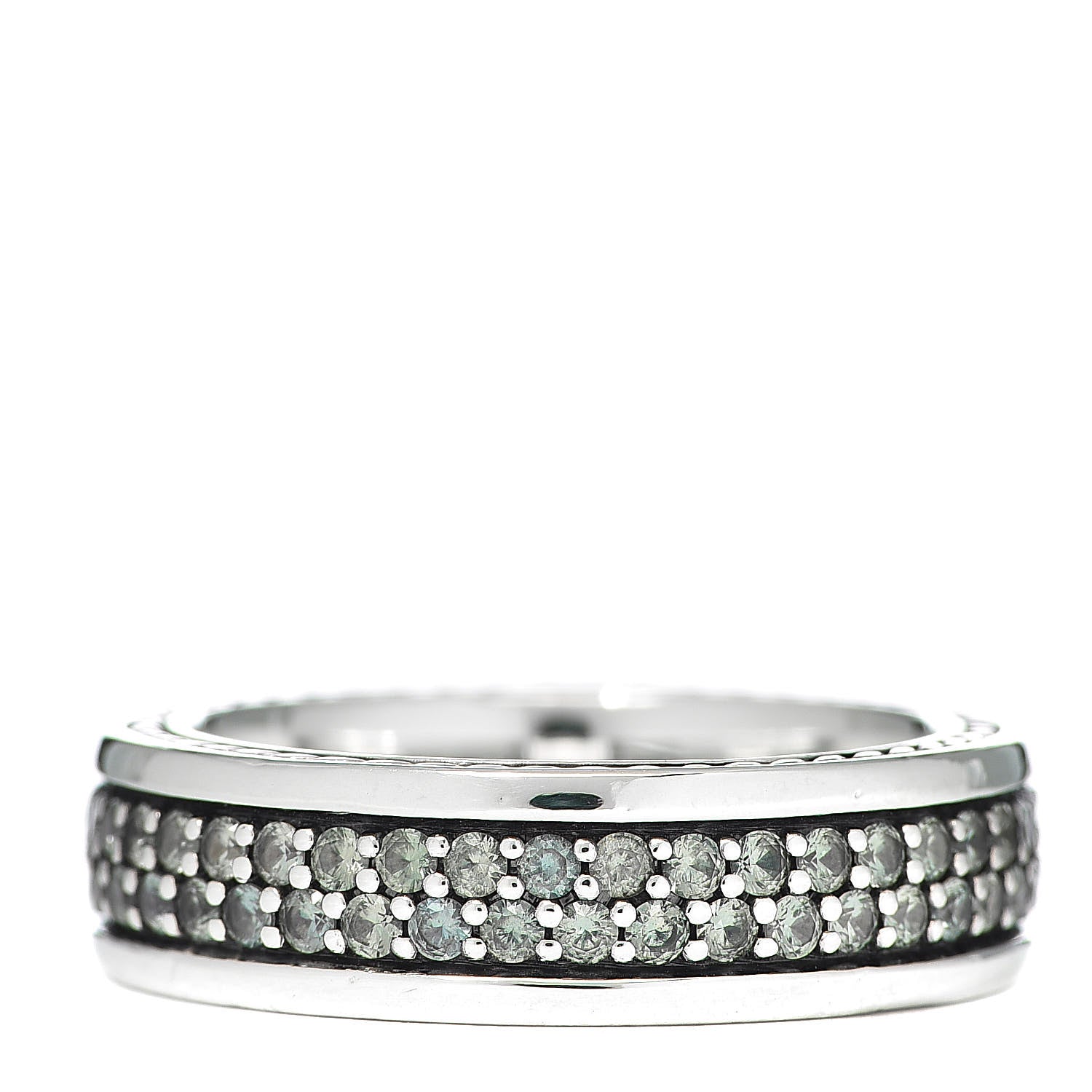David Yurman Sterling Silver Gray Sapphires Streamline Two-Row Band Ring 60 9 3 of 5