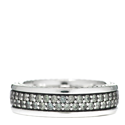 David Yurman Sterling Silver Gray Sapphires Streamline Two-Row Band Ring 60 9 3 of 5