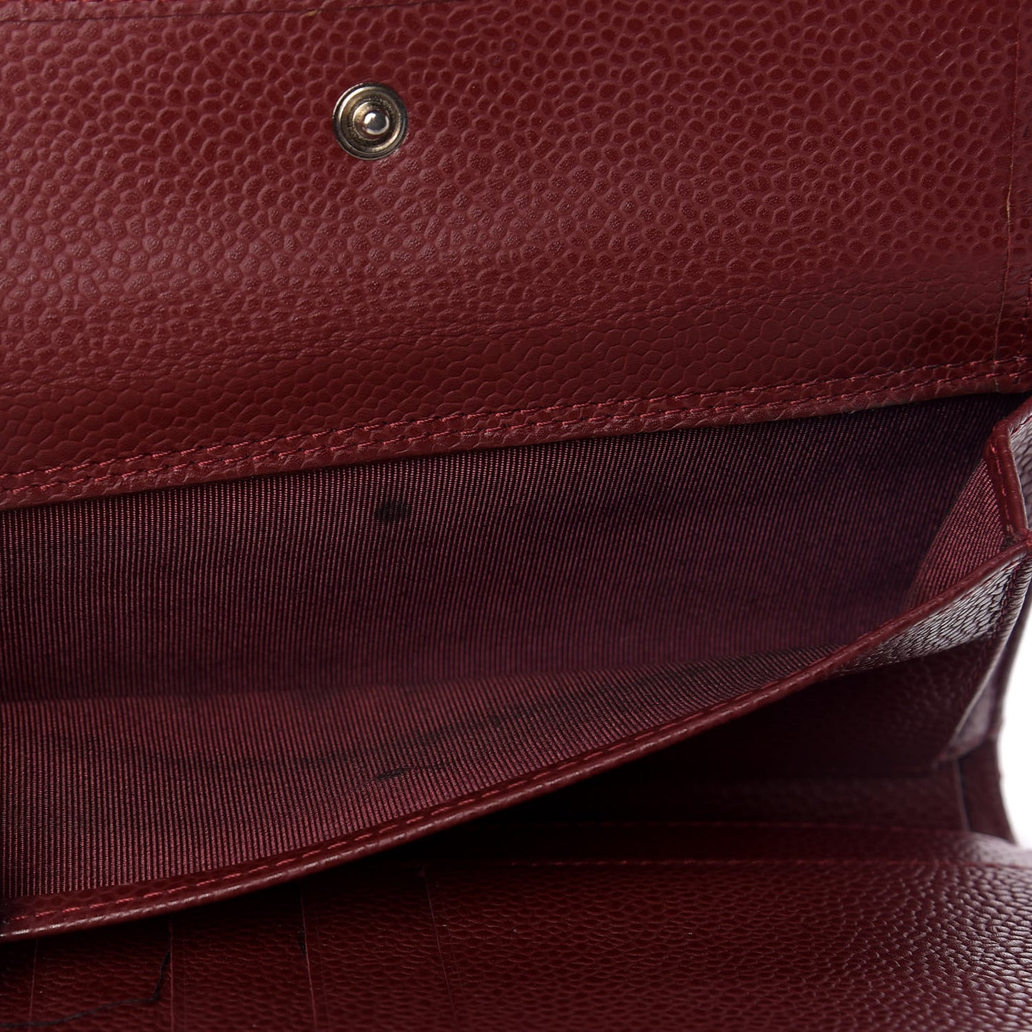 Caviar Quilted Large Gusset Flap Wallet Dark Red