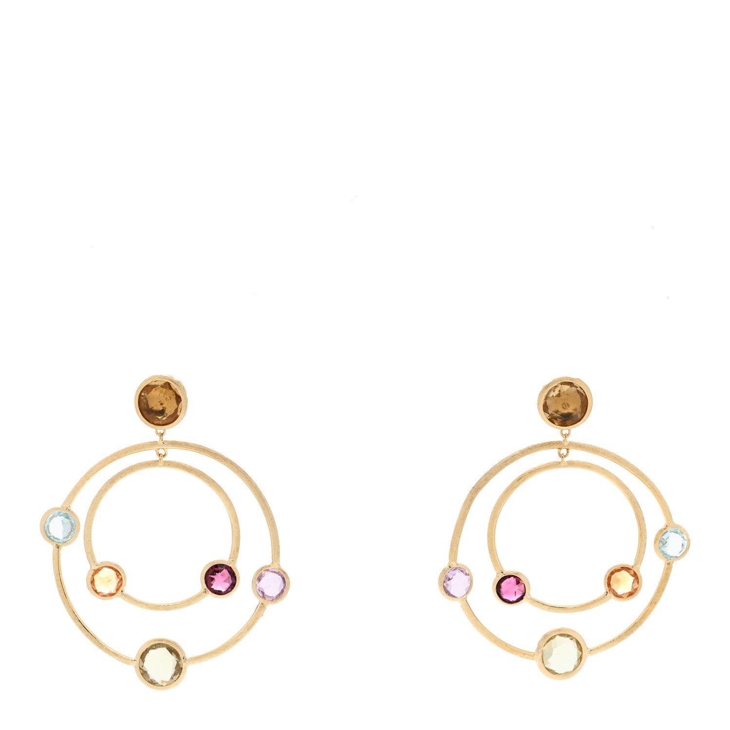 Marco Bicego 18K Yellow Gold Multi Gemstone Jaipur Color Drop Hoop Earrings 1 of 4