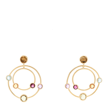 Marco Bicego 18K Yellow Gold Multi Gemstone Jaipur Color Drop Hoop Earrings 1 of 4