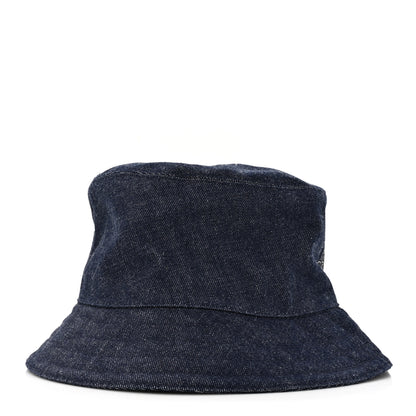 Hermes Cotton Denim Embroidered Harper Emile Bucket Hat 56 Indigo 4 of 8