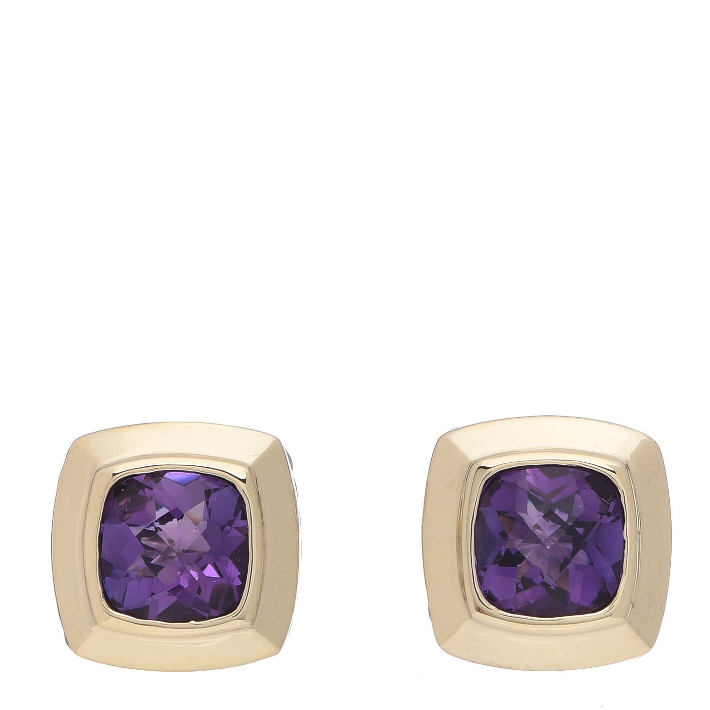 Sterling Silver 18K Yellow Gold Amethyst 7mm Albion Earrings