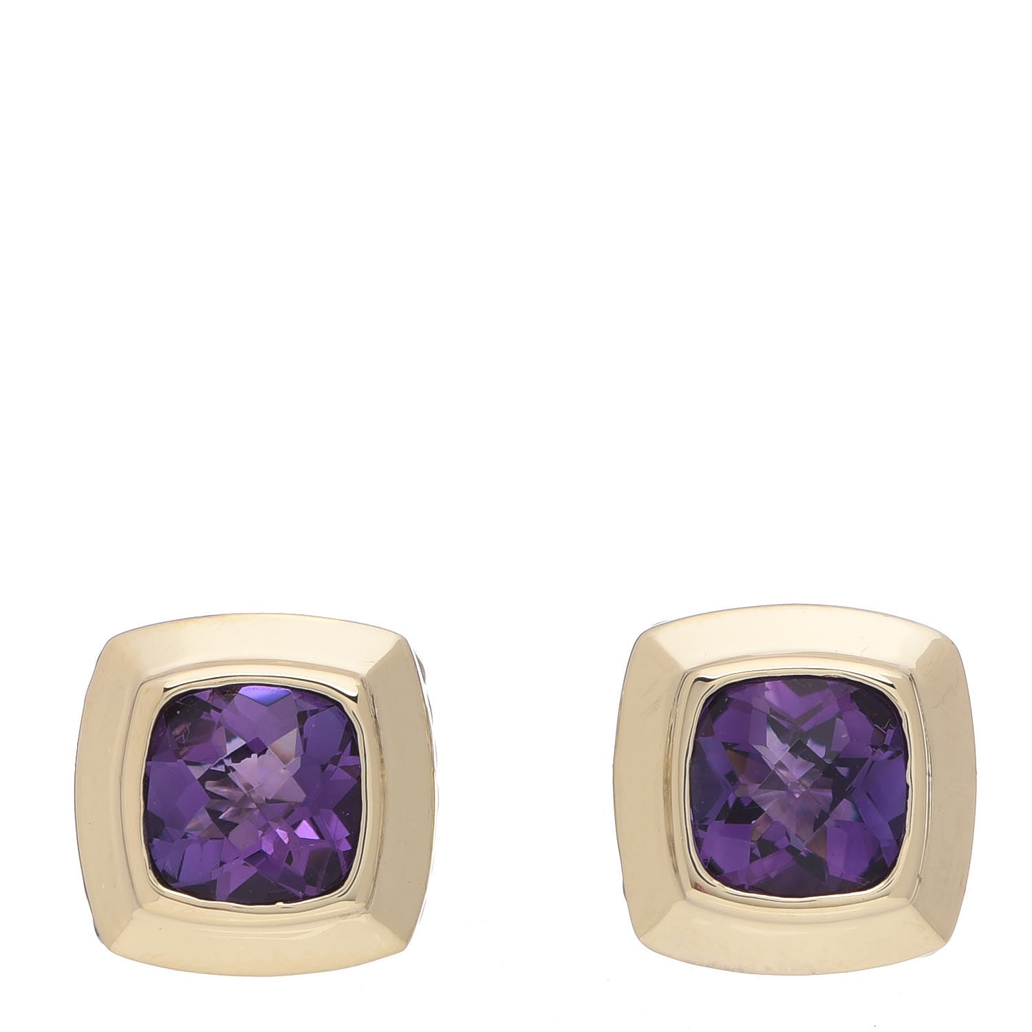 David Yurman Sterling Silver 18K Yellow Gold Amethyst 7mm Albion Earrings 1 of 6