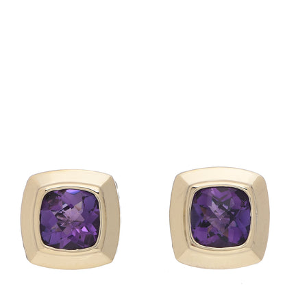 David Yurman Sterling Silver 18K Yellow Gold Amethyst 7mm Albion Earrings 1 of 6