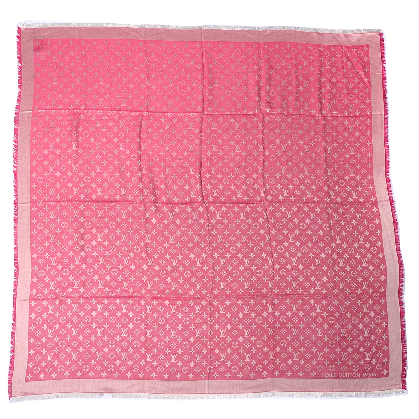Wool Silk Monogram Denim Shawl Pivoine
