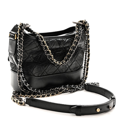Chanel Aged Calfskin Quilted Charms Small Gabrielle Hobo Black 3 of 10
