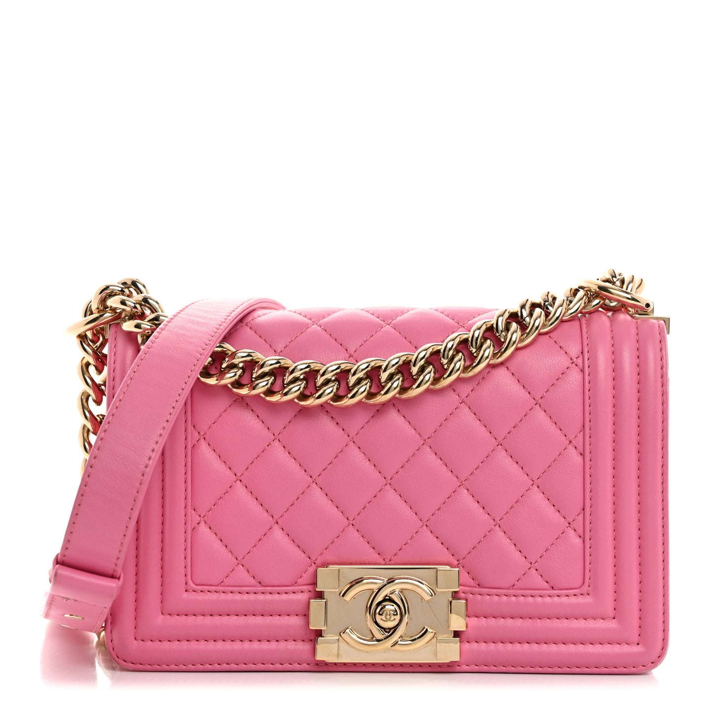 Calfskin Quilted Small Boy Flap Pink
