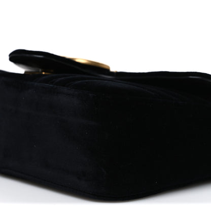 Gucci Velvet Matelasse Mini GG Marmont Shoulder Bag Black 75/30 Black 10 of 11