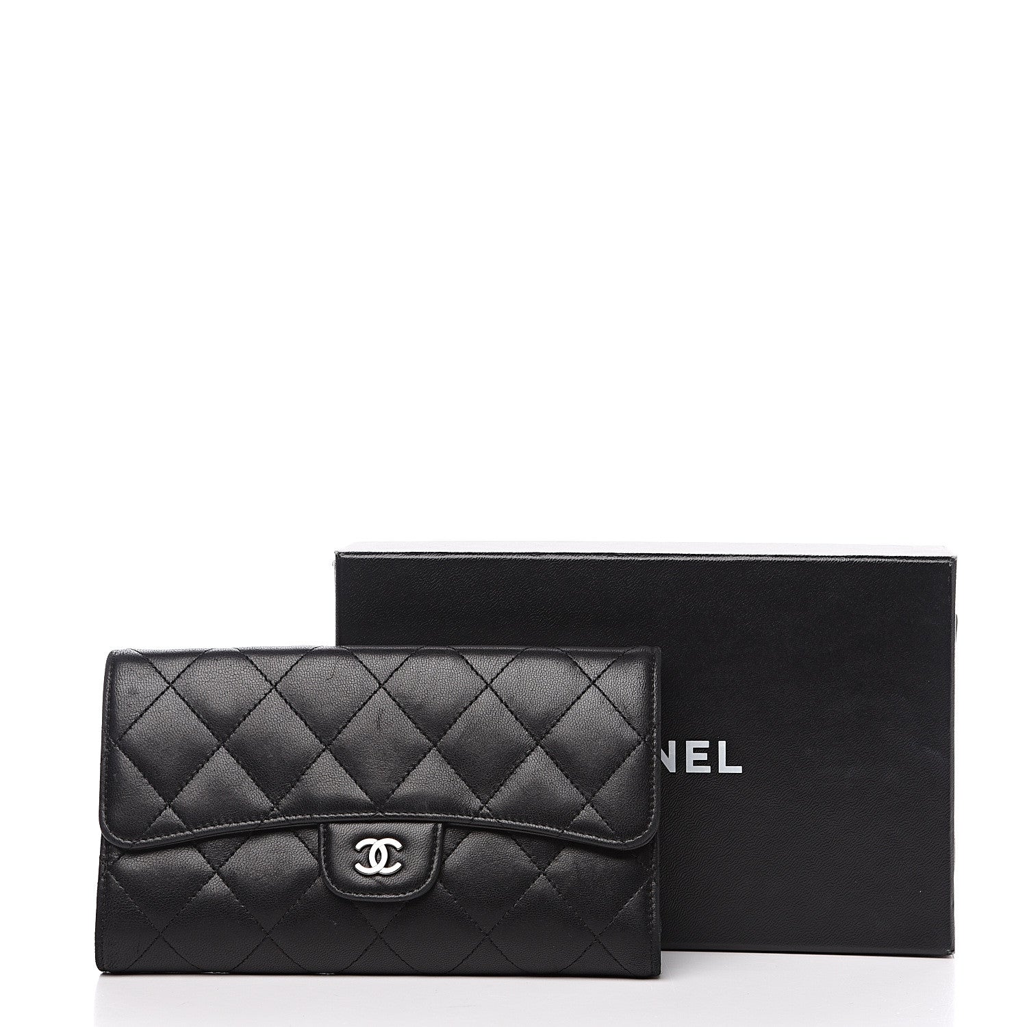 Chanel Lambskin Quilted Large Flap Wallet Black 15 of 15
