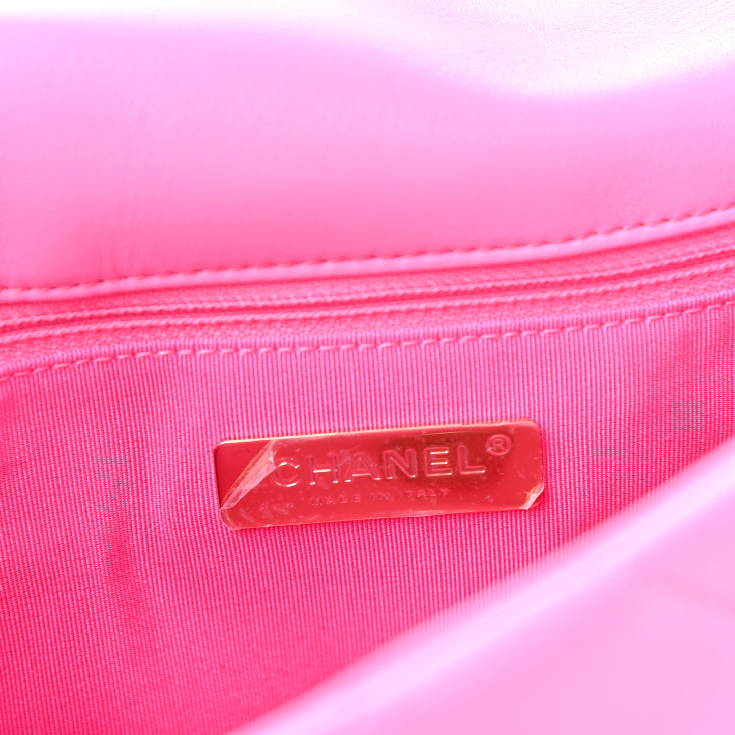 Shiny Lambskin Quilted Medium Chanel 19 Flap Neon Pink