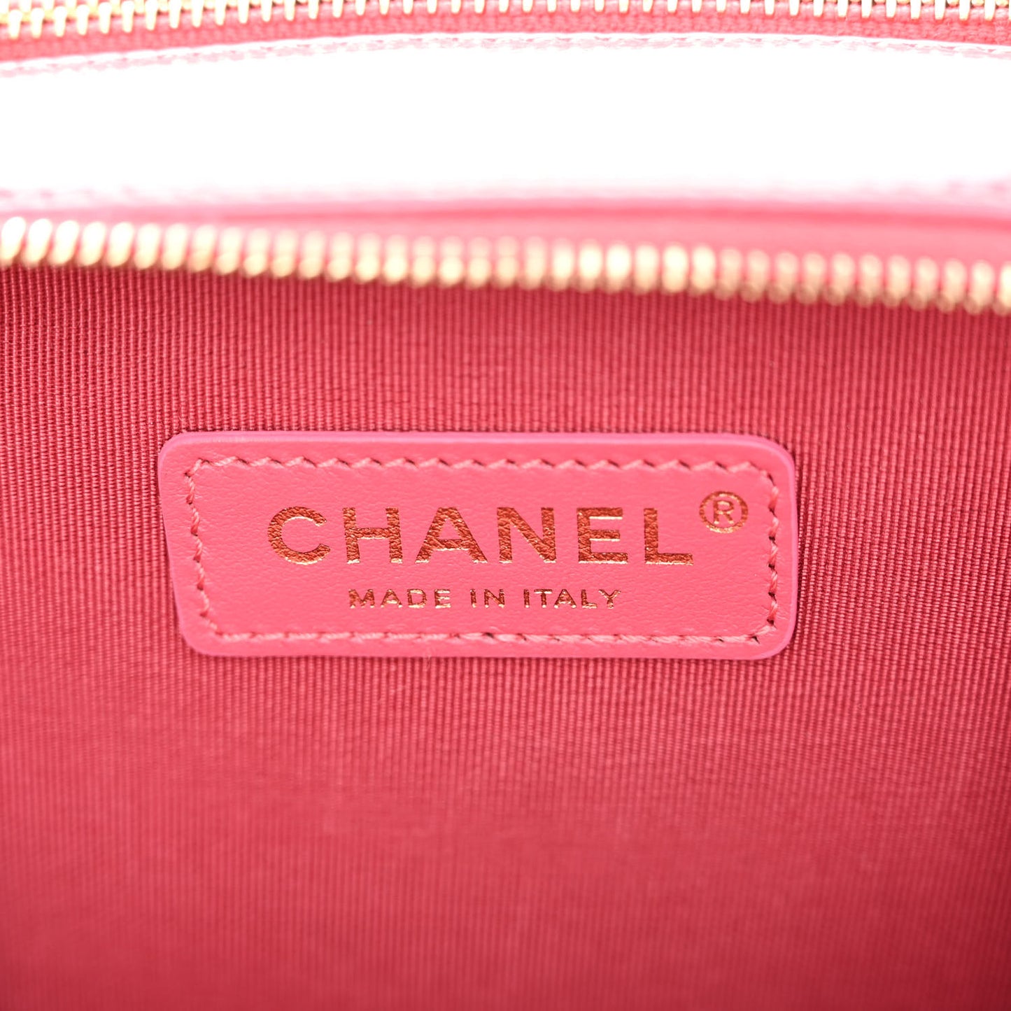 Glazed Aged Calfskin Quilted Small Top Handle Vanity Case Dark Pink